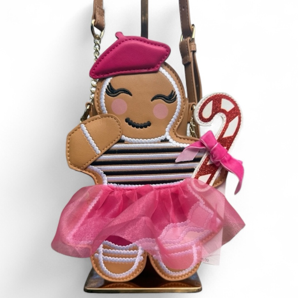 NWT! Betsey Johnson Gingerbread Crossbody Bag - Pink and Brown Rare